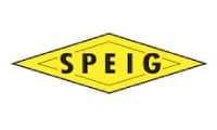 Logo jaune en forme de diamant avec le mot "SPEIG" en caractères noirs gras centré à l'intérieur.