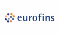 Logo d'Eurofins avec un dessin circulaire de points colorés sur la gauche et le mot "eurofins" en texte bleu sur la droite.